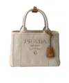 Prada Jardini Re Small Cotton Canvas Bag In Neutral