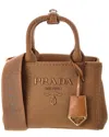 Prada Jardinière Canvas & Leather Tote In Brown
