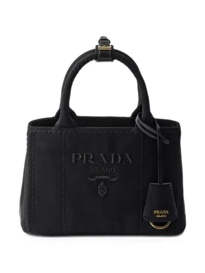 Prada Jardinière Cotton Canvas Mini-bag In Black