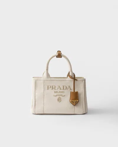 Prada Kleine Handtasche Aus Leinenmischgewebe In Natur