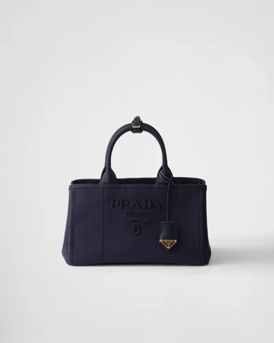 Prada Large Cotton Canvas Handbag In Baltic Sea Blue