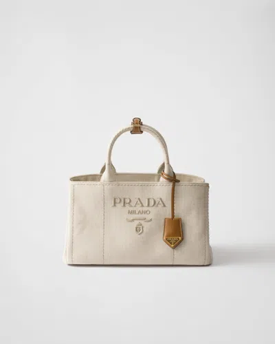 PRADA PRADA JARDINIÈRE GROSSE HANDTASCHE AUS LEINENMISCHGEWEBE