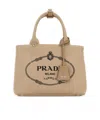 Prada Small Canvas Handbag With Silver-tone Hardware In Brown