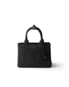 Prada Women's Jardiniere Small Cotton Canvas Top Handle Bag In Black