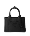 Prada Jardiniere Small Cotton Canvas Bag In Black