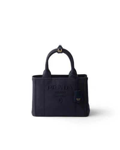 Prada Jardinière Small Cotton Canvas Bag In Blue