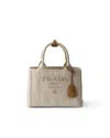 Prada Jardini Re Small Cotton Canvas Bag In Neutral