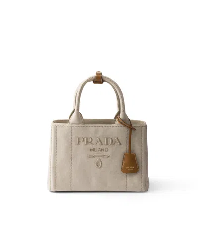 PRADA PRADA JARDINIÈRE SMALL COTTON CANVAS BAG