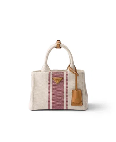 Prada Jardiniere Small Cotton Canvas Bag In Pink