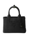 Prada Women's Jardiniere Small Cotton Canvas Top Handle Bag In Black