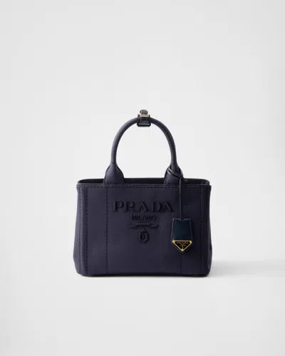 Prada Kleine Handtasche Aus Baumwoll-canvas In Ostseeblau