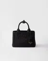 Prada Women's Jardiniere Small Cotton Canvas Top Handle Bag In Schwarz