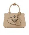 Prada Small Canvas Handbag With Silver-tone Hardware In Brown