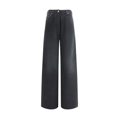 Prada Loose Fit Cotton Jeans With Belt Loops In Black