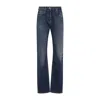 Prada Low-waist Tapered Bleached Denim Trousers In Blue