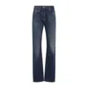 Prada Low-waist Tapered Bleached Denim Trousers In Blue