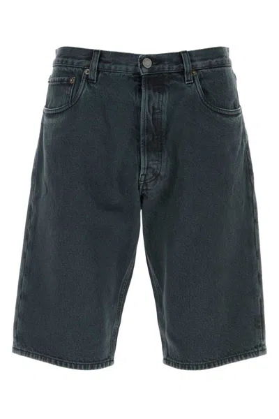 Prada Denim Bermuda Shorts Featuring Belt Loops In Black