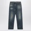 Prada Logo Patch Distressed Faded Jeans In Black