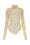Prada Poppy Print Turtleneck Bodysuit