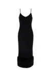 Prada Jersey Dress With Fur Trim And Slit