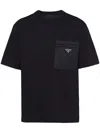 Prada Short Sleeve Crew Neck T-shirt With Pocket In Black