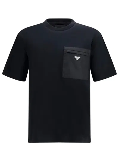 PRADA T-SHIRT IN JERSEY E RE-NYLON