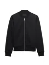 Prada Stretch Polyester Bomber Jacket Front Pockets In Black