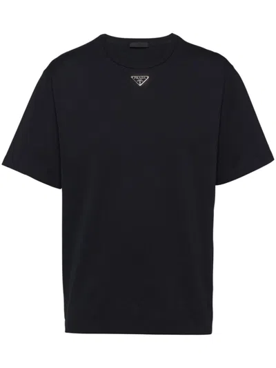 Prada Triangle Logo Oversized T-shirt In Black