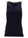 Prada Lace-up Detail Tank Top In Navy