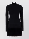 Prada Jersey Dress With Fur Trim And High Neckline