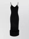Prada Jersey Dress With Fur Trim And Slit