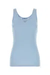 Prada Light Blue Cotton Tank Top In Light Blue