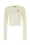 Prada Logo Cotton Jersey Top In Neutral