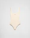 Prada Einteiliger Badeanzug Aus Jersey Mit Strasssteinen In Nude/transparent