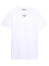Prada White T-shirt In Jersey With Embroidered Triangle Logo Women In White
