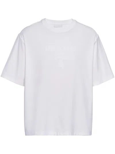 Prada Jersey T-shirt With Logo In White