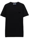 Prada Jersey T-shirt With Velvet Triangle In Black