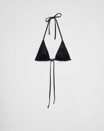 PRADA JERSEY TRIANGLE BIKINI TOP WITH RHINESTONES