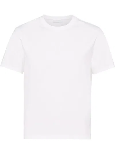 PRADA PRADA LOGO-EMBROIDERED COTTON T-SHIRT
