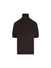 Prada High Collar Short Sleeve Sweater In Brown