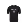 Prada Logo Intarsia Wool Sweater In Nero