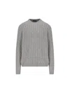 Prada Cashmere Crew Neck Sweater In Gray