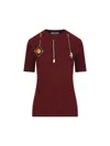 Prada Openwork Motif Wool Sweater With Pendants In Brown