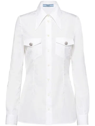PRADA JEWEL-BUTTONS POPLIN SHIRT