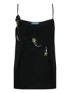 Prada Jewel-embellished Pleated Top In Black