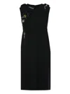 Prada Jewel-patch Box-pleat Dress In Black