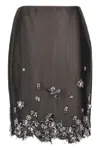 Prada Midi Skirt In Wool And Silk With Applications