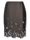 Prada Midi Skirt In Wool And Silk With Applications