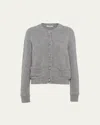 Prada Crystal-button Cashmere Cardigan In Grigio