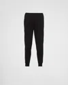 Prada Triangle-logo Silk-blend Track Pants In Black/black